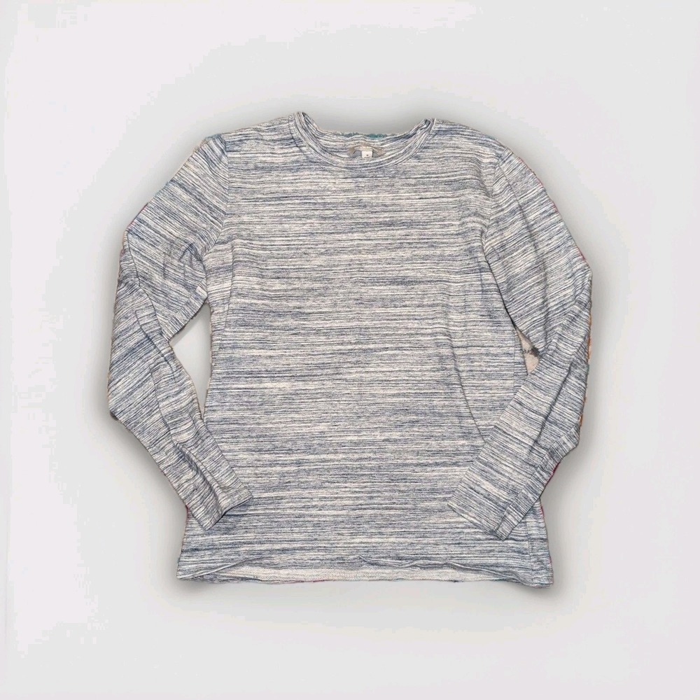 Quiet Luxury Banana Republic Marled Knit Sweater Grey Blue Minimalist Medium